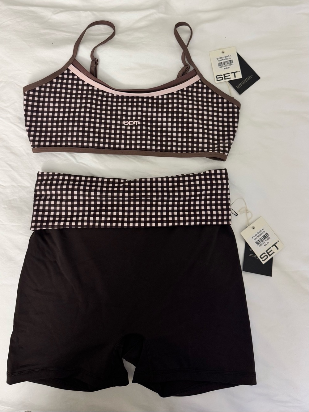 SET Active Coastline Collection Pink/Brown Plaid Set